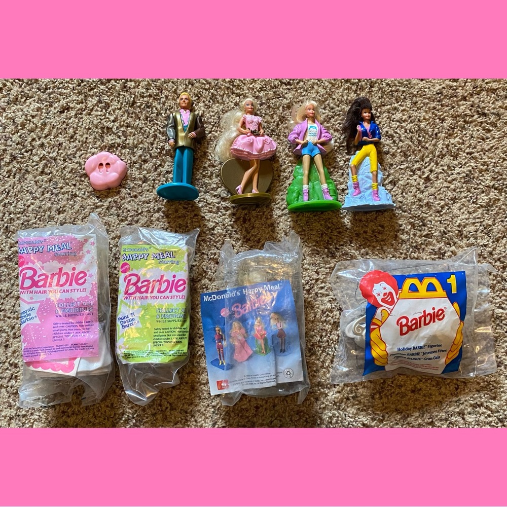 8 McDonald’s Barbie Happy Meal Dolls & 1 loose base for McD’s Angel Princess